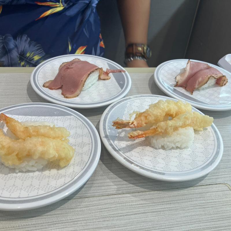 エビフライ、合鴨ステーキ(はま寿司 笛吹石和店 )