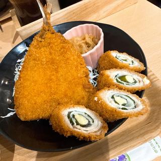チキンチーズ大葉巻き&アジフライ定食(駅前やっぱ食堂)