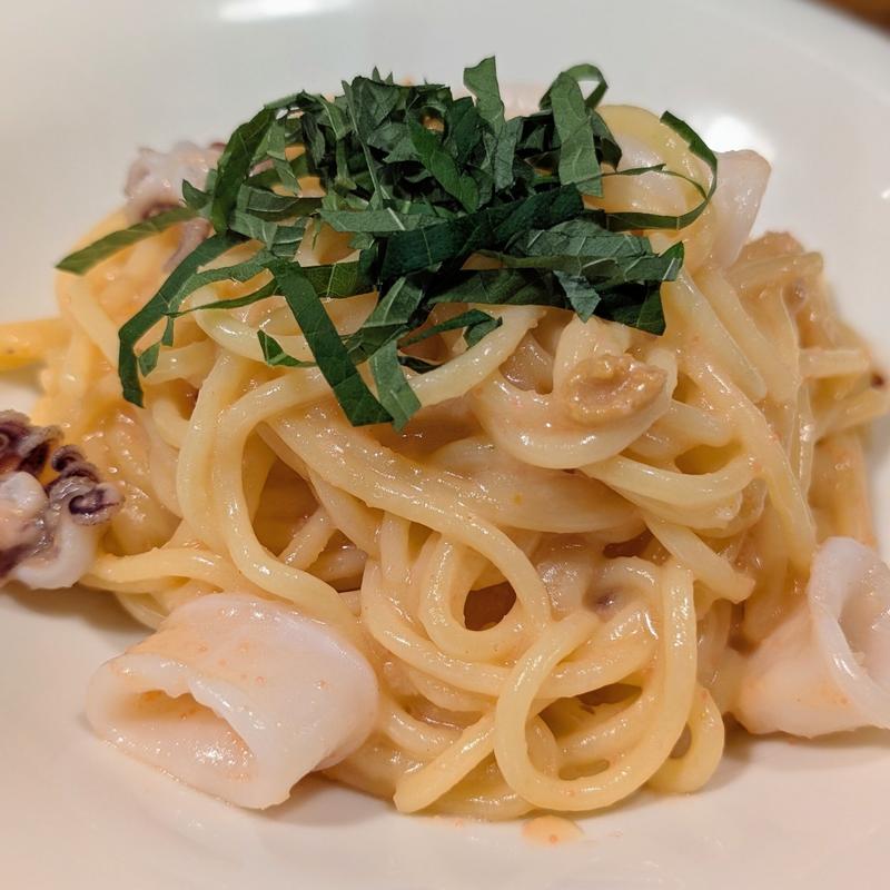 うにとヤリイカと明太子(パスターヴォラ)