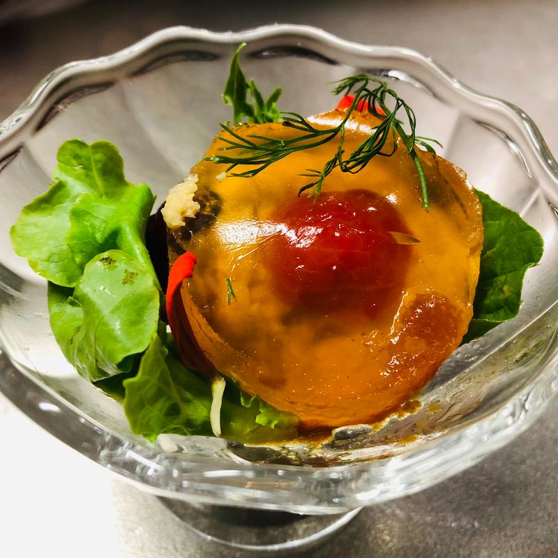 鹿児島産秋茄子と自家製カラスミのムース音樂とまとジュレのガトー仕立 トマトクーリ_36ぷらす3 フレンチ松花堂弁当(フランス厨房 旬彩 中央駅店 )