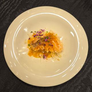 甘鯛の鱗焼き 唐墨と花穂紫蘇 サフラン香るヴァンブランソース(KURODOH KYOTO - くろどう 京都 -)