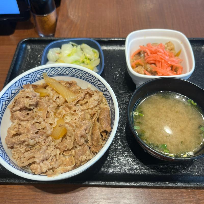 肉だく牛丼並　お新香みそ汁セット(吉野家 浅草駅前店)