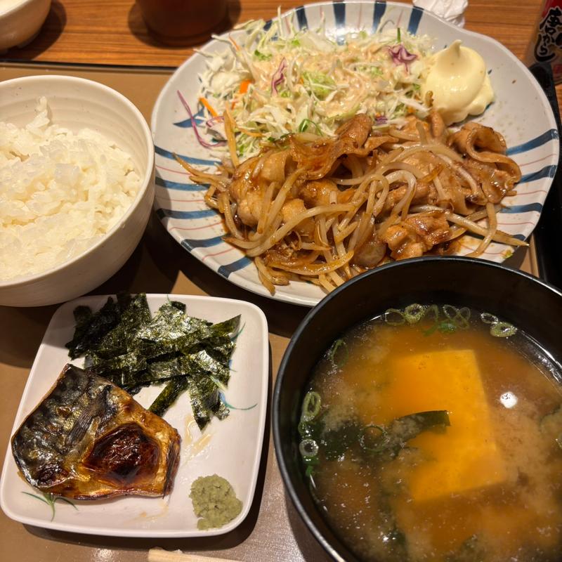 生姜焼きと鯖の塩焼き(やよい軒 神田北口店)