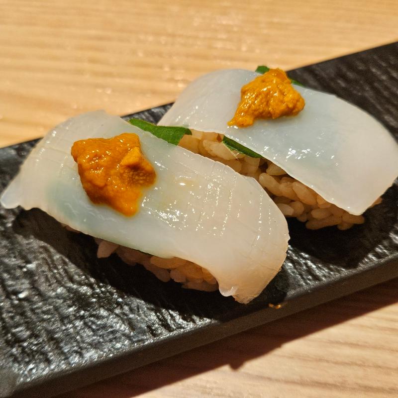 塩雲丹とイカ(鮨 酒 肴 杉玉 成増)