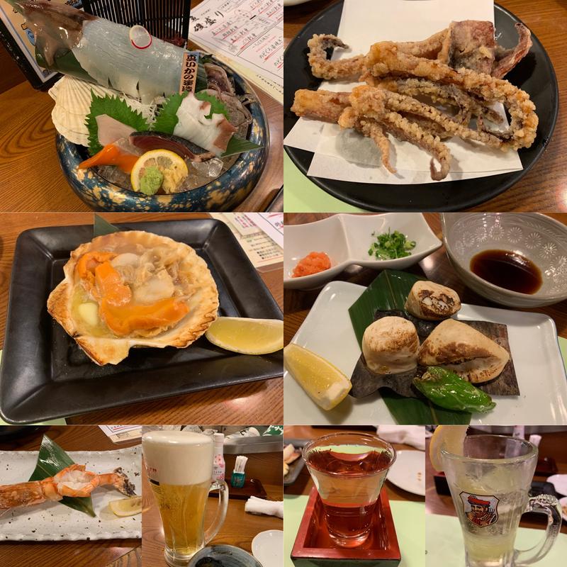 海鮮いろいろ&酒(鶴齢ひやおろし)(海鮮ろばた 壱勢 新潟店)