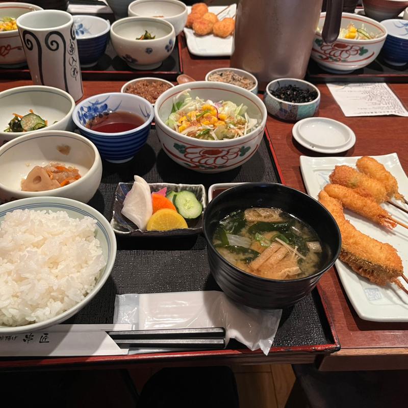 串揚げ定食(博多串揚げ 串匠 博多駅筑紫口店)