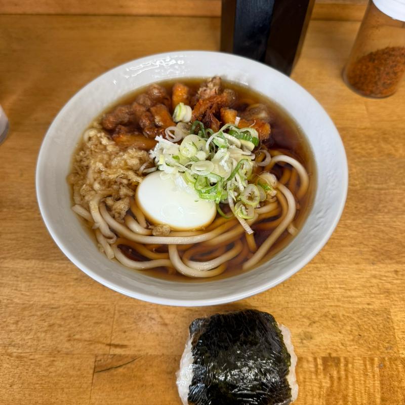 ゲソ天うどん　ゆで玉子　おにぎり(戸隠 （トガクシ）)