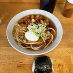 ゲソ天うどん　ゆで玉子　おにぎり