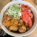 麺大盛り ゲソ天 紅生姜天(一由そば )