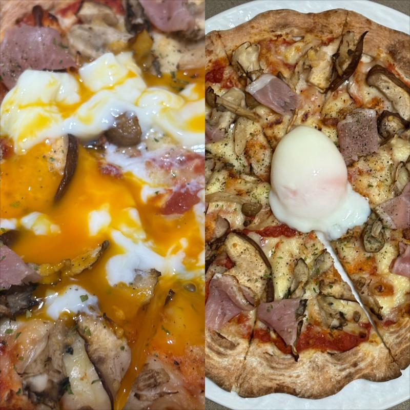 ピザ・生ハムきのこ・温泉卵(ガスト 緑園都市店  )