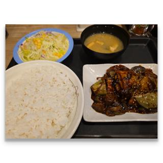 厚切り豚カルビと茄子の辛味噌炒め定食(松屋 下総中山店（松のや併設）)