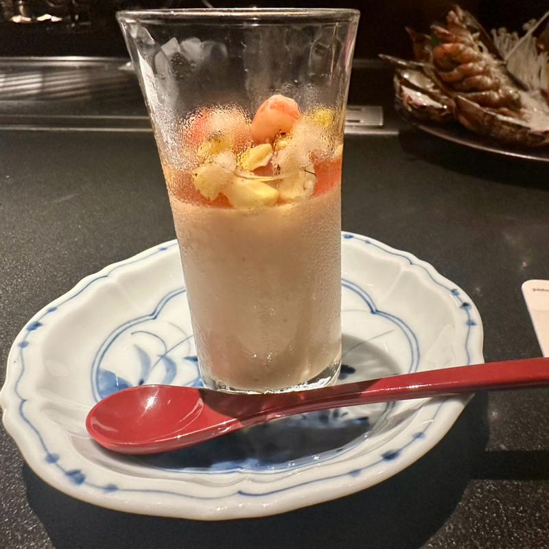 トウモロコシ冷製(鉄板焼 まつ尾)