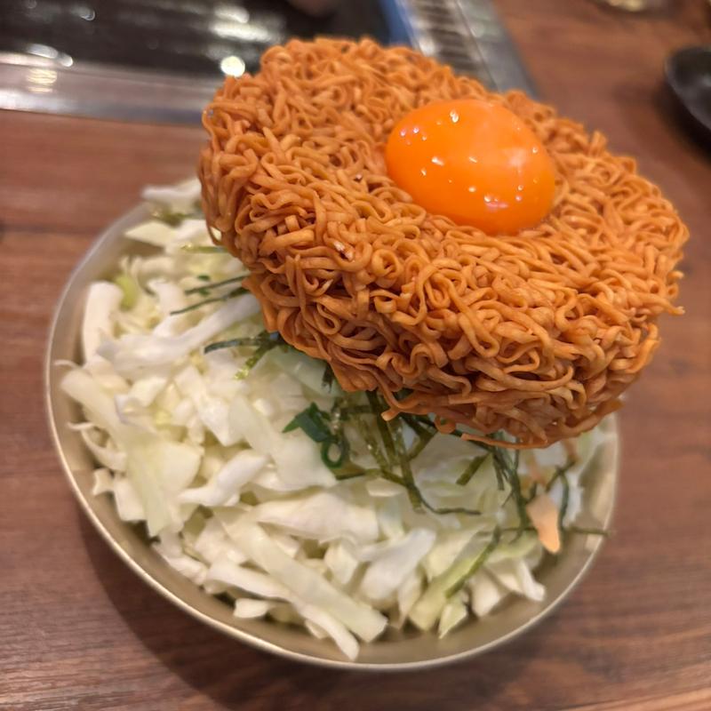 チキンラーメンもんじゃ(ウサギよりカメ２ もんじゃ焼き 大名)