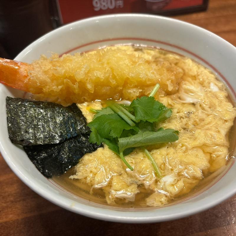 玉子とじそば（エビ天追加）(コチソバ)