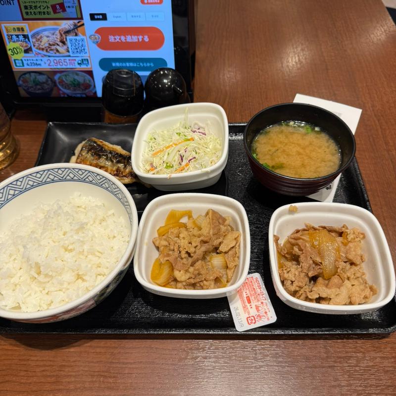 塩さば牛小鉢定食　肉だく(吉野家 浅草駅前店)