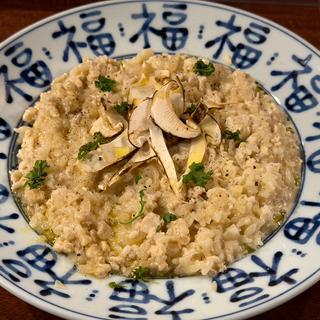 松茸と丹波鶏もも肉ミンチの醤油クリームソース(ギルガメ食堂)