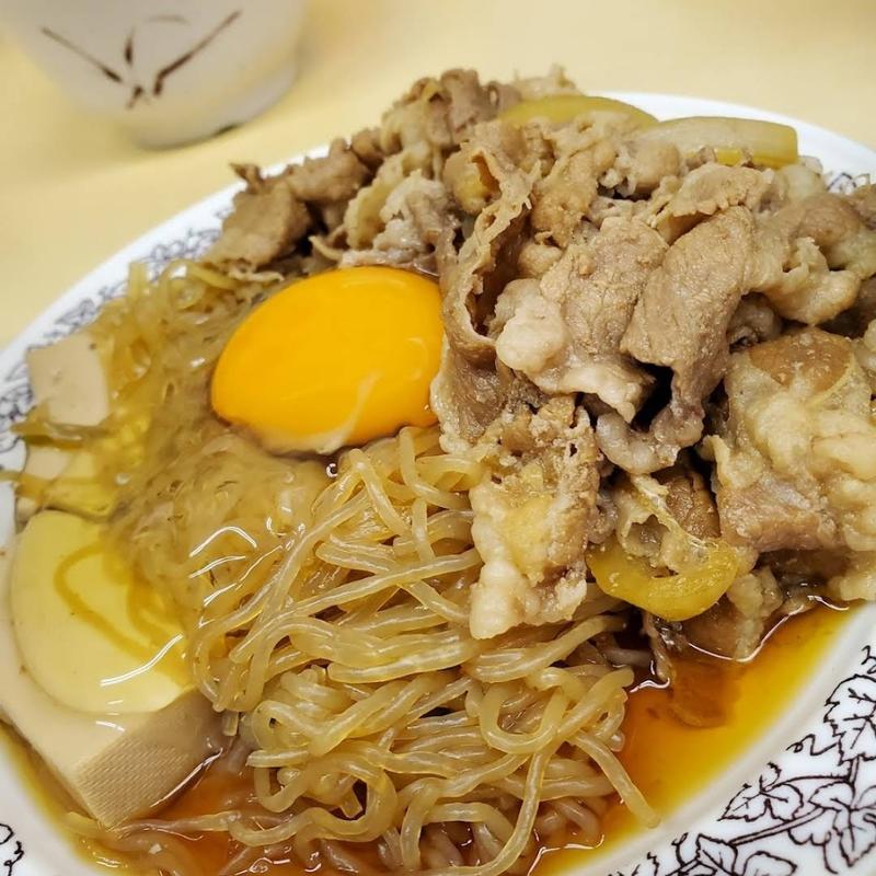 お皿（ご飯付き）+みそ汁・玉子(牛丼専門サンボ （さんぼ）)