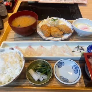 選べる魚美ランチ(カンパチ・カキフライ)(GANKO魚美酒進（うまいさかなでさけすすむ）オービック御堂筋店)