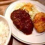 ハンバーグと海老クリームコロッケ定食(kitchen263)