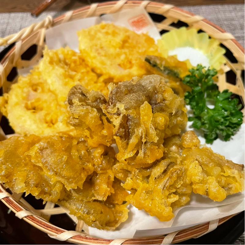 蓮根と舞茸の天麩羅(居酒屋 縁)
