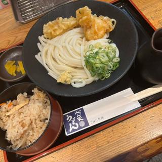 鶏天ぶっかけ&かやくご飯(べん天うどん)