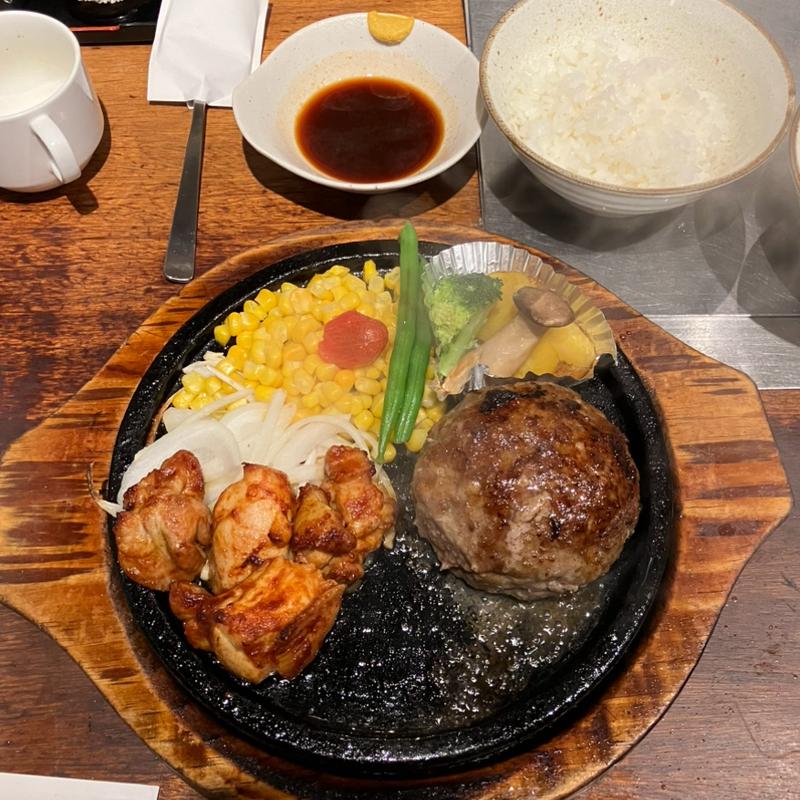 播州百日鶏のタンドリーチキンとハンバーグ(万両 肥後橋店 （マンリョウ）)