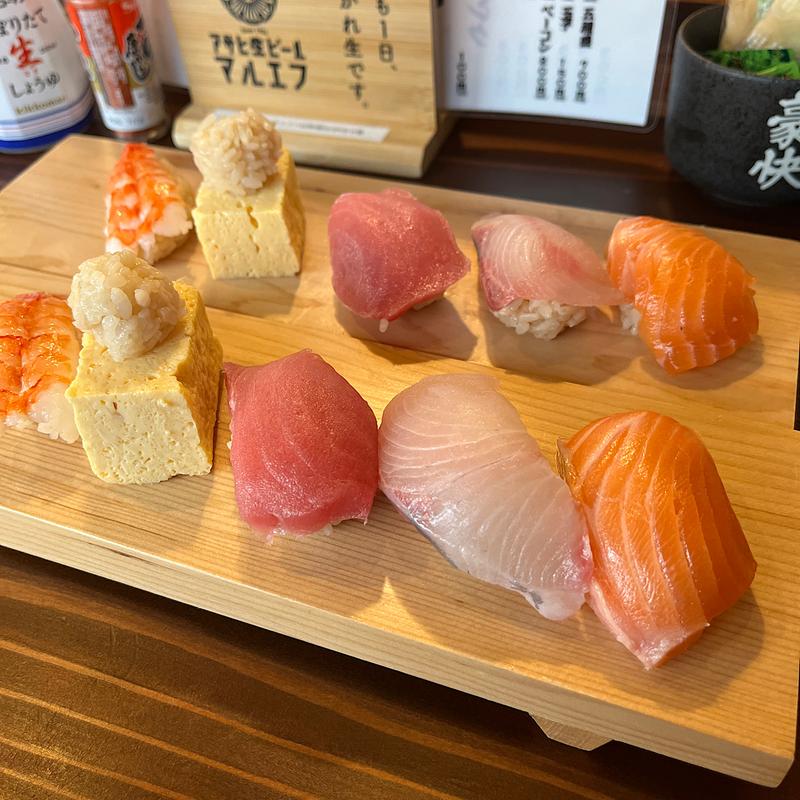 握り盛り合わせ おまかせ五種(百圓寿司スタンド えにし)