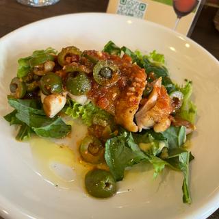 日替　上州鶏のローストカレー風味オリーブとケッパーのトマトソース