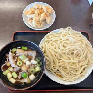 肉汁うどん 中盛り 小エビの天ぷら