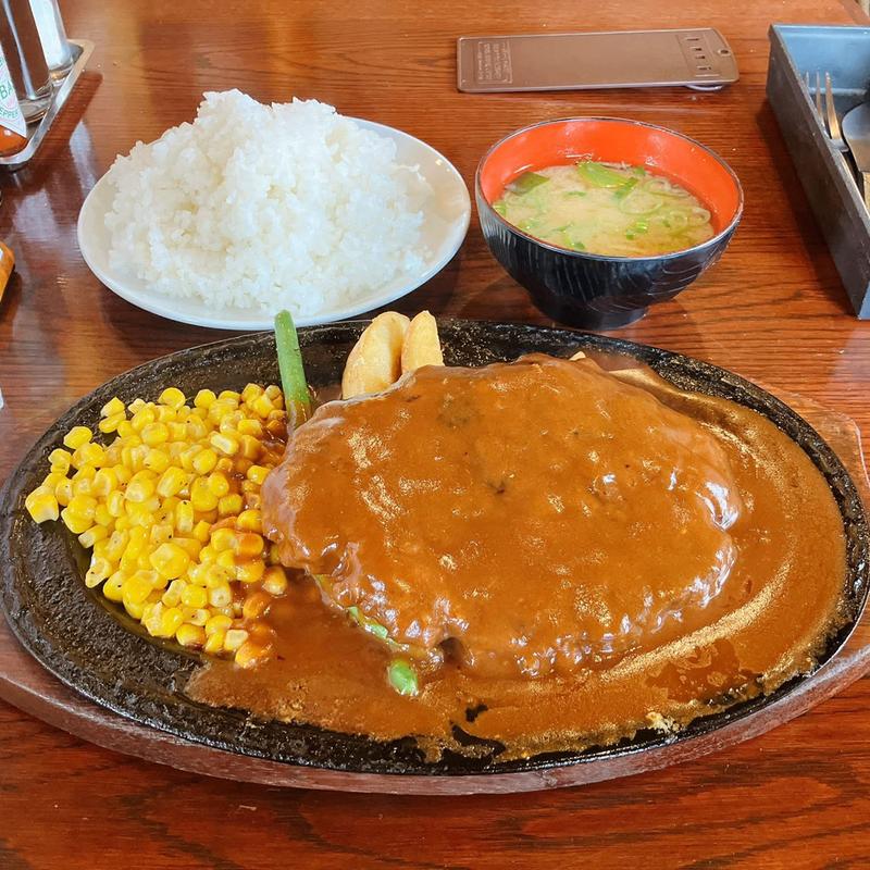 ジャンボハンバーグ ライス大盛り(カントリーレストランスワン)