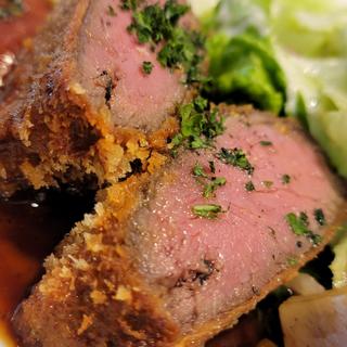 ローストビーフのレアカツセット