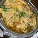 みつばと山なめこと豚肉の玉子とじ