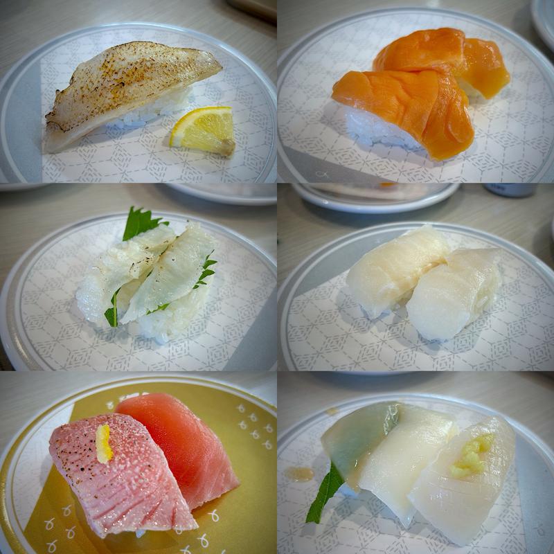 大切り炙りのどぐろ、黒みる貝、炙りえんがわ、あぶらがれい、厳選鮪中とろ食べ比べ中トロ＆炙りゆず塩、いか三種盛り(はま寿司 仙台大野田店)