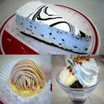 クッキー＆クリーム レアチーズケーキ、和栗モンブラン、チョコとバニラのはまパルフェ