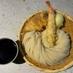 海老天と地どり天と半熟卵 天ざる(大盛り)