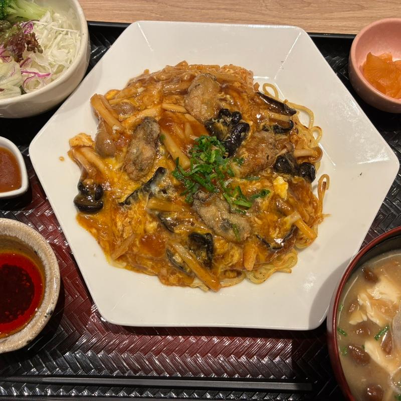 牡蠣の酸辣あんかけ焼きそば定食(大戸屋ごはん処 横浜緑園都市店)