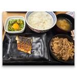 牛さば定食＋ねぎ玉子(吉野家 市川鬼高店)