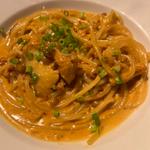 鱈とチャンジャのクリームパスタ