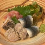 刺し身盛り合わせ(あん肝、鱧、鰆)(たんたん)