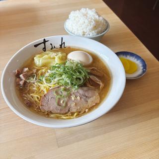 味噌（半熟ゆでたまごトッピング）,ライス(すみれ 中の島本店)