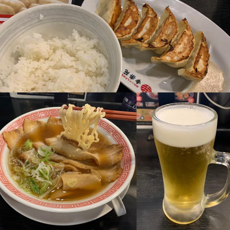 プレミアム醤油ラーメンセット&生小ジョッキ(幸楽苑 足立一ツ家店)