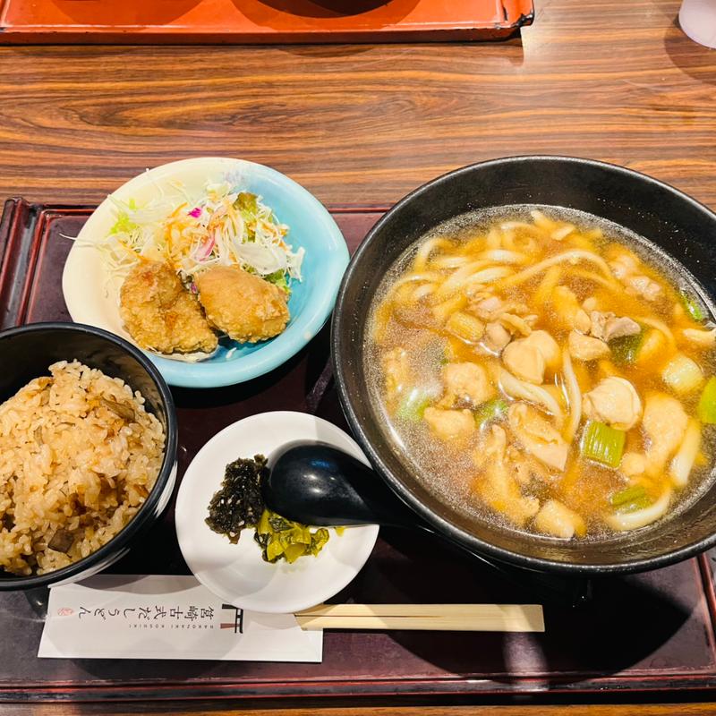 地鶏南蛮うどん ご飯、唐揚げ付(手延べうどん きねや)