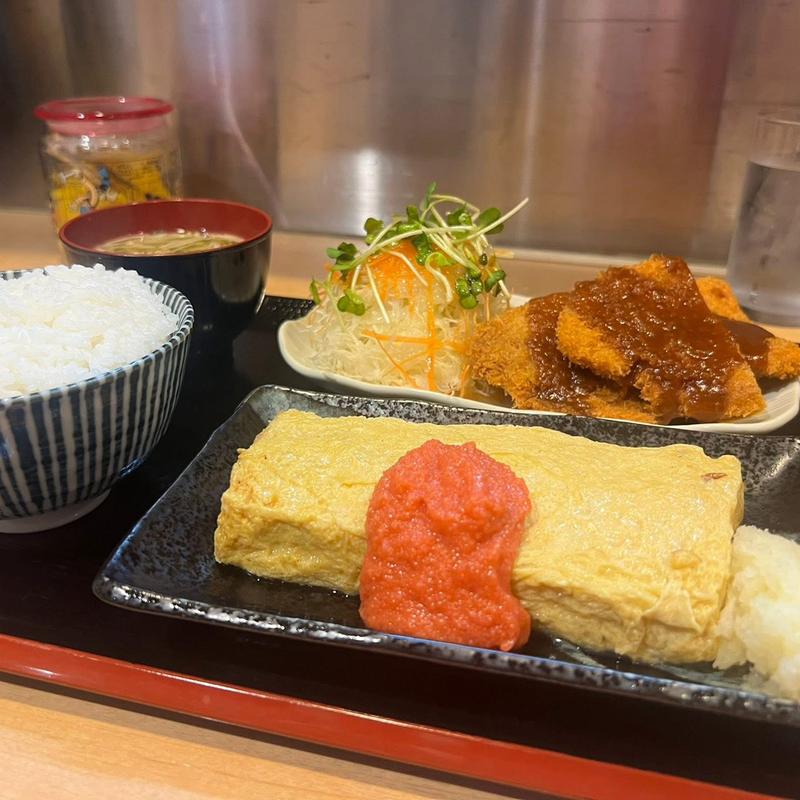 だし巻き定食 明太子がけ(くま食堂)