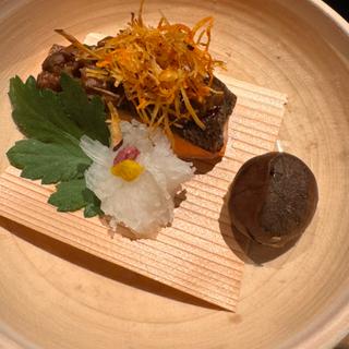 富士鱒錦秋焼き 焼き栗(強羅温泉 雪月花別邸 翠雲)