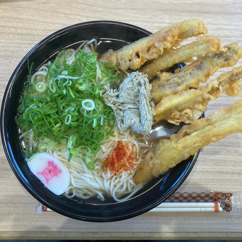細麺五本ごぼう天うどん(二玉分)(資さんうどん 浅川店)