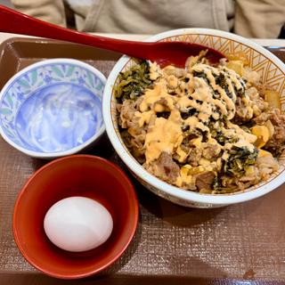 高菜明太マヨ牛丼特盛＋生卵(すき家 125号加須諏訪店)