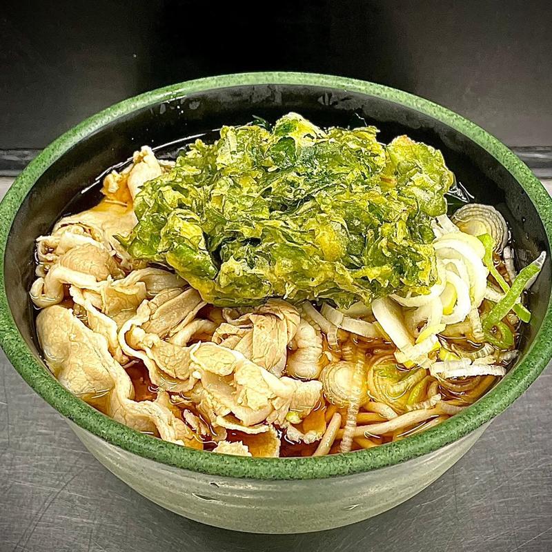肉そば 春菊天 小(そば処 新田毎)