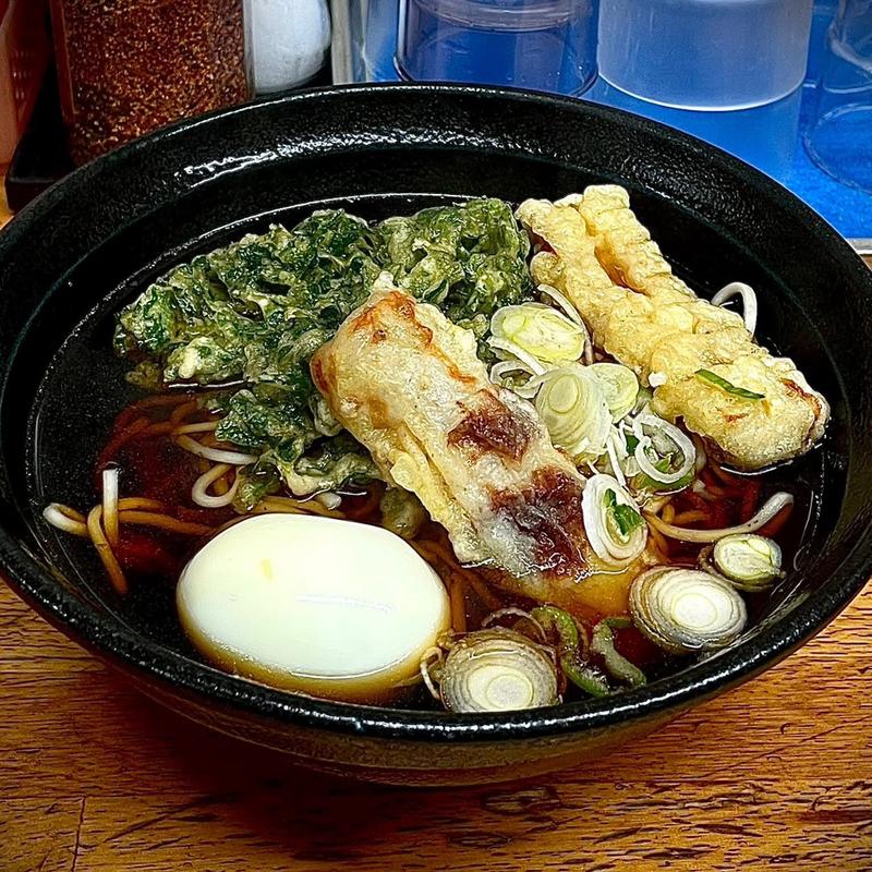 天ぷらそば ゆで卵(立喰そば・うどん ふじ)