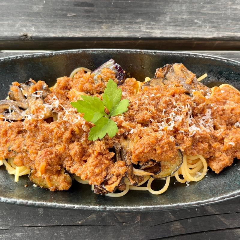 茄子と飯能黒まいたけのボロネーゼ(古民家ひらぬま)