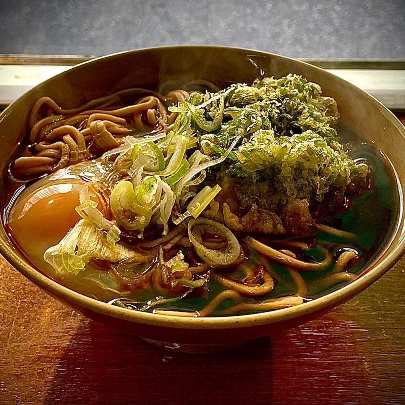 春菊天そば 生玉子(そば千)